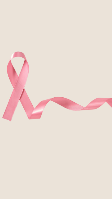 Pink ribbon on a beige background